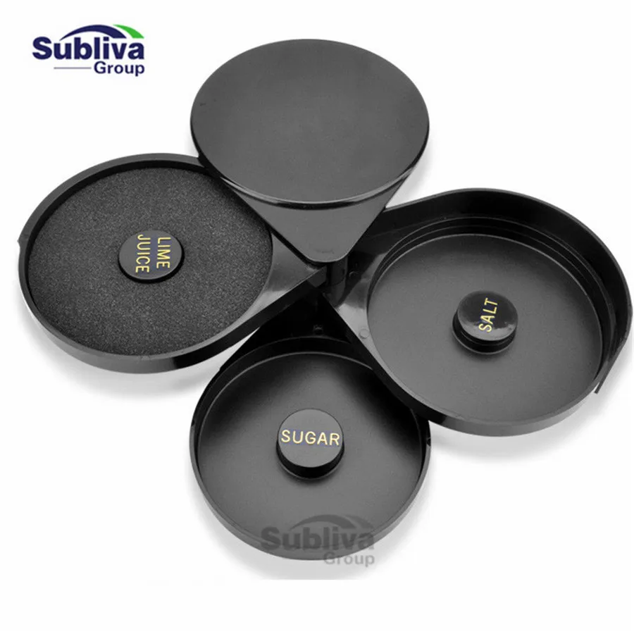 Bar Glass 3-tier Salt Sugar Margarita Cocktail Rimmer For Bartender Bar Tools