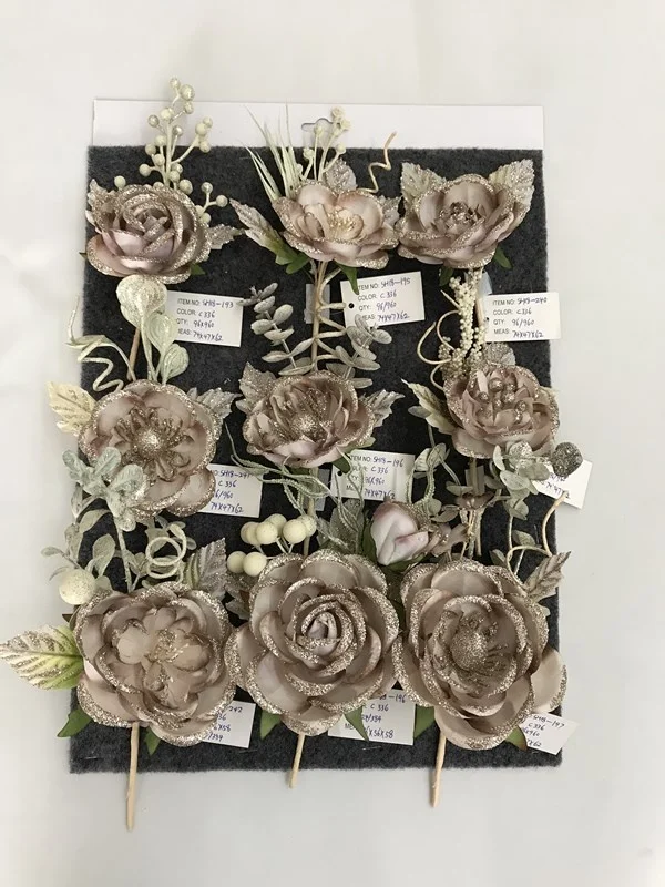 small christmas decoration artificial poinsettia flower with glitter