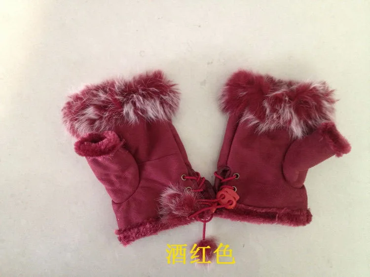 warm faux fur fabric fingerless gloves ladies fashion gloves