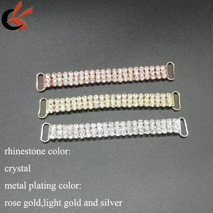 Wholesale 3-Row Rhinestone Bikini Connector Metal Alloy Buckles With Crystal Rings for Garments Bags Bikini
