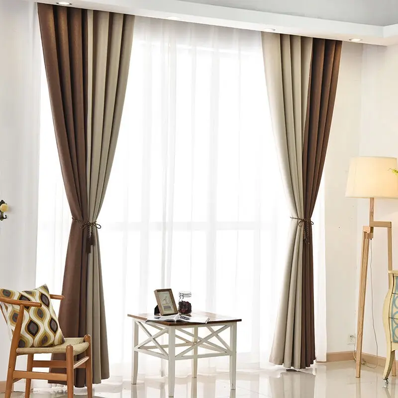 coffee color brown curtain fabric simple design curtains