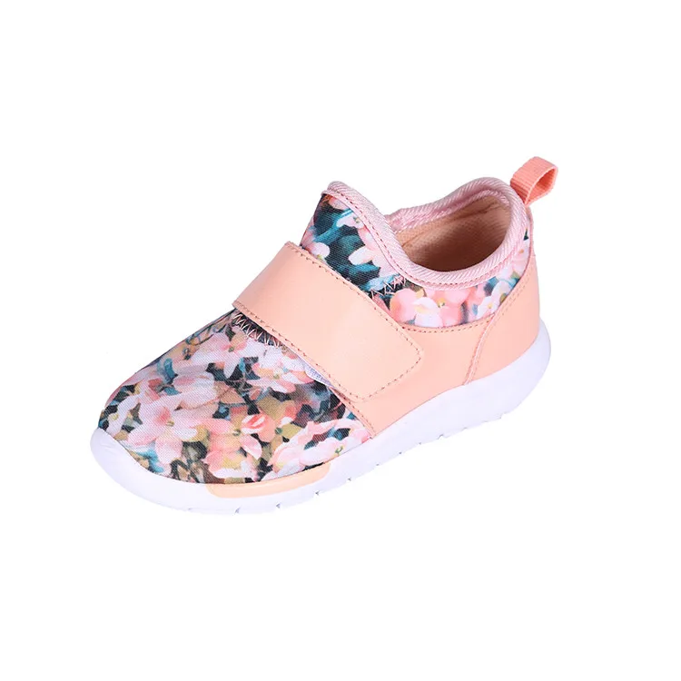 Без Каблука розовый цветочный узор детские дышащие кроссовки для девочек спортивная обувь