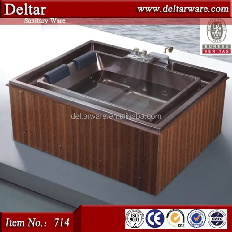 1.84 meter length home garden use wooden bathtub with lid on , air jet massage wood bathtub