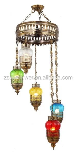 Multi colored glass ball big chandelier for party decoration