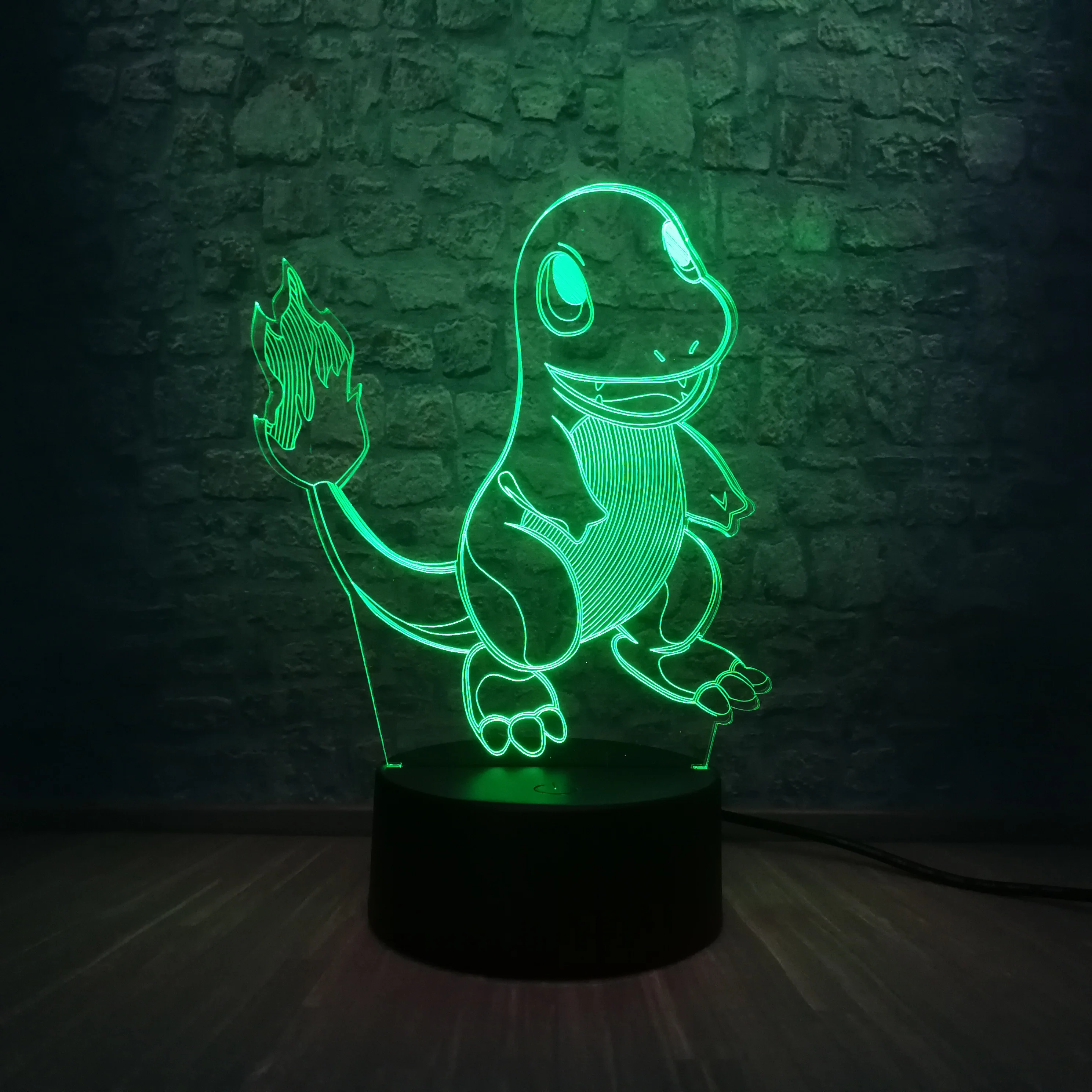 Japanese Cartoon Pokemons Go Game 3D LED Lamp RGB Lighting Small Fire Dragon Colorful Night Light Animal Figure Kid Toys Gifts