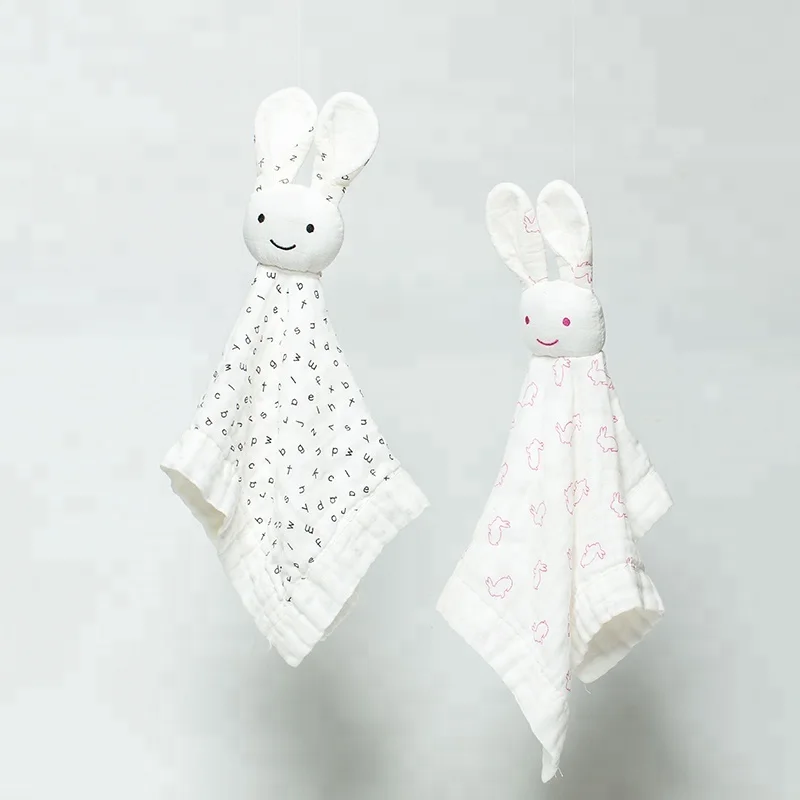 Мягкое детское удобное одеяло из муслина с мультяшным кроликом