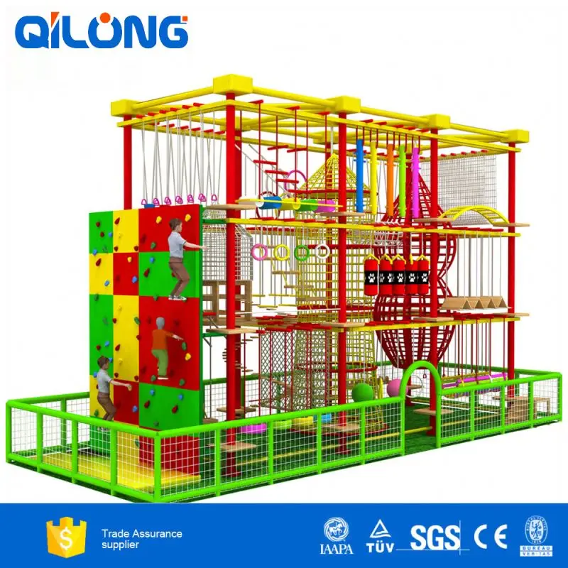 European Standard Climbing Outdoor Adventure Ropes Course Amusement Trampoline Indoor Playground