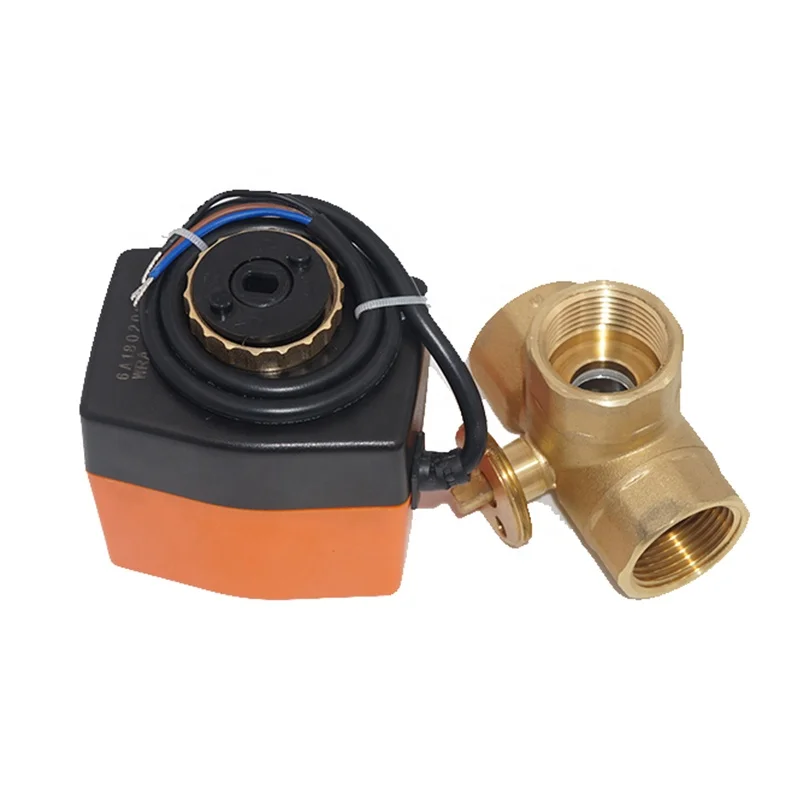 AC 230V 2 Way brass motorized flow control valve electric actuator ball valve DN25 for HVAC