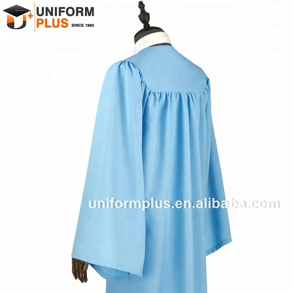 Wholesale matte fabric blue university graduation gown and uniform choir robes