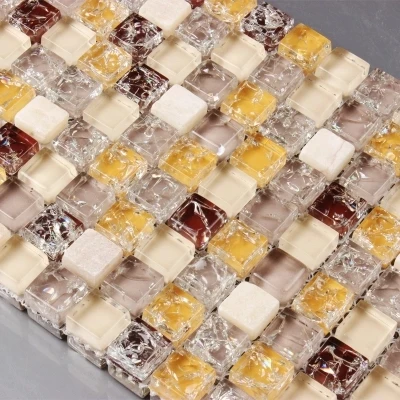 Creative crystal broken glass mosaic tile for backsplash wall and swimming poor