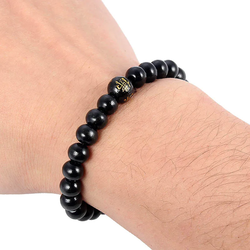 Natural Wood Beaded Bracelet Male Female Buddhist Buddha Meditation Prayer Bracelet & Bangle Jewelry Gift