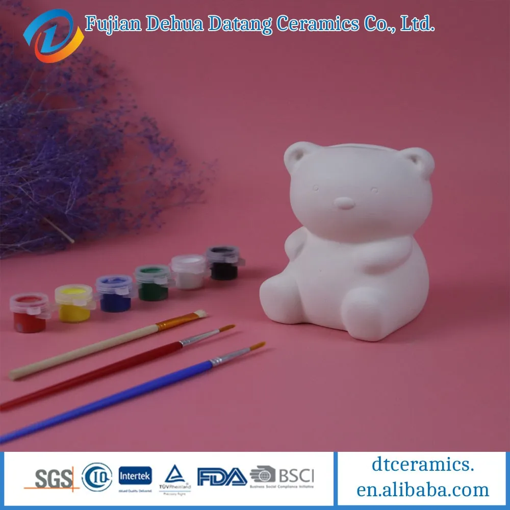 wholesale DIY kid toy white ceramic piggy bank