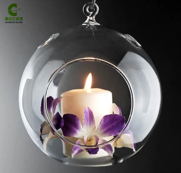Christmas decoration glass material hanging candle holder