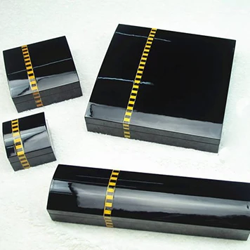 Painted Stock Solid Wooden Box Wholesale,High Quality Luxury Wooden Jewellery Box,Custom Black Shiny Lacquer MDF Wooden Gift Box