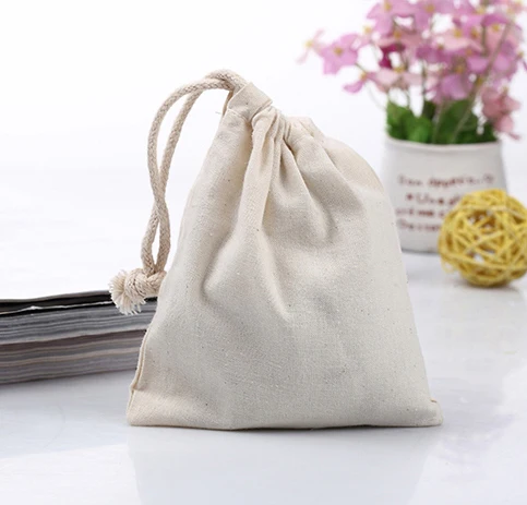 Nature Drawstring Cotton Pouch For Jewelry Muslin Bag canvas drawstring bag