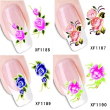 DIY art water transfer Nail Stickers beauty flowers for wedding decals for party decoracion unas reine