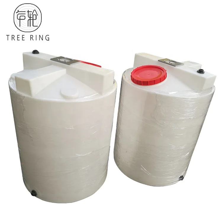 PE Rotomolding Poly Cone Bottom Chemical Dosing Tank With Outlet Drain and Mixing Machine 0.55KW