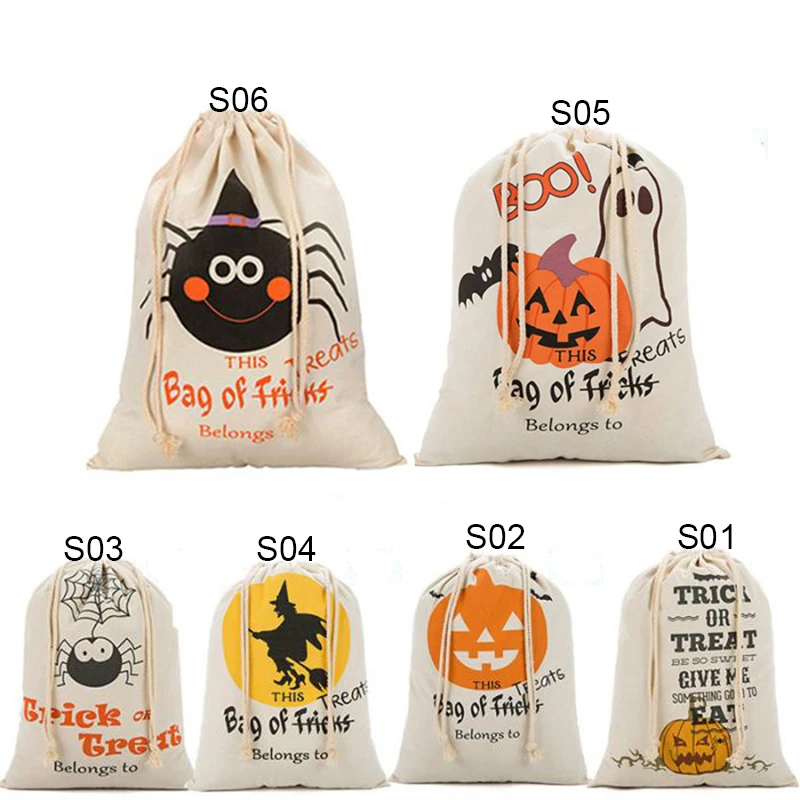 Холщовая Сумка для трюков или подарков на Хэллоуин, оптовая продажа, сумки для Хэллоуина для детей