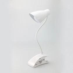 white ABS plastic   flexible goose neck led  desk reading lamp clip on table edge  for reading