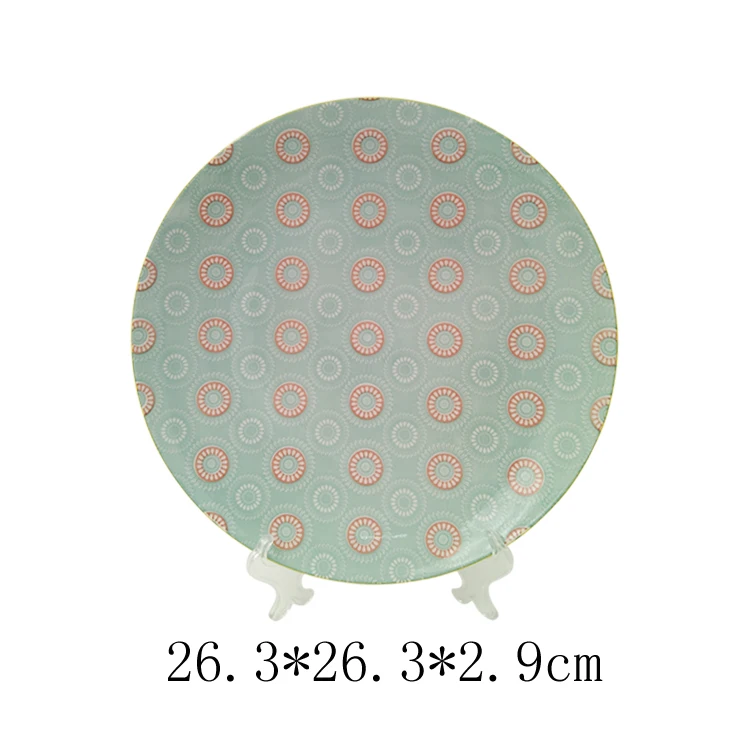 Горячая Распродажа, круглые керамические тарелки с цветочным принтом для ресторана, отеля