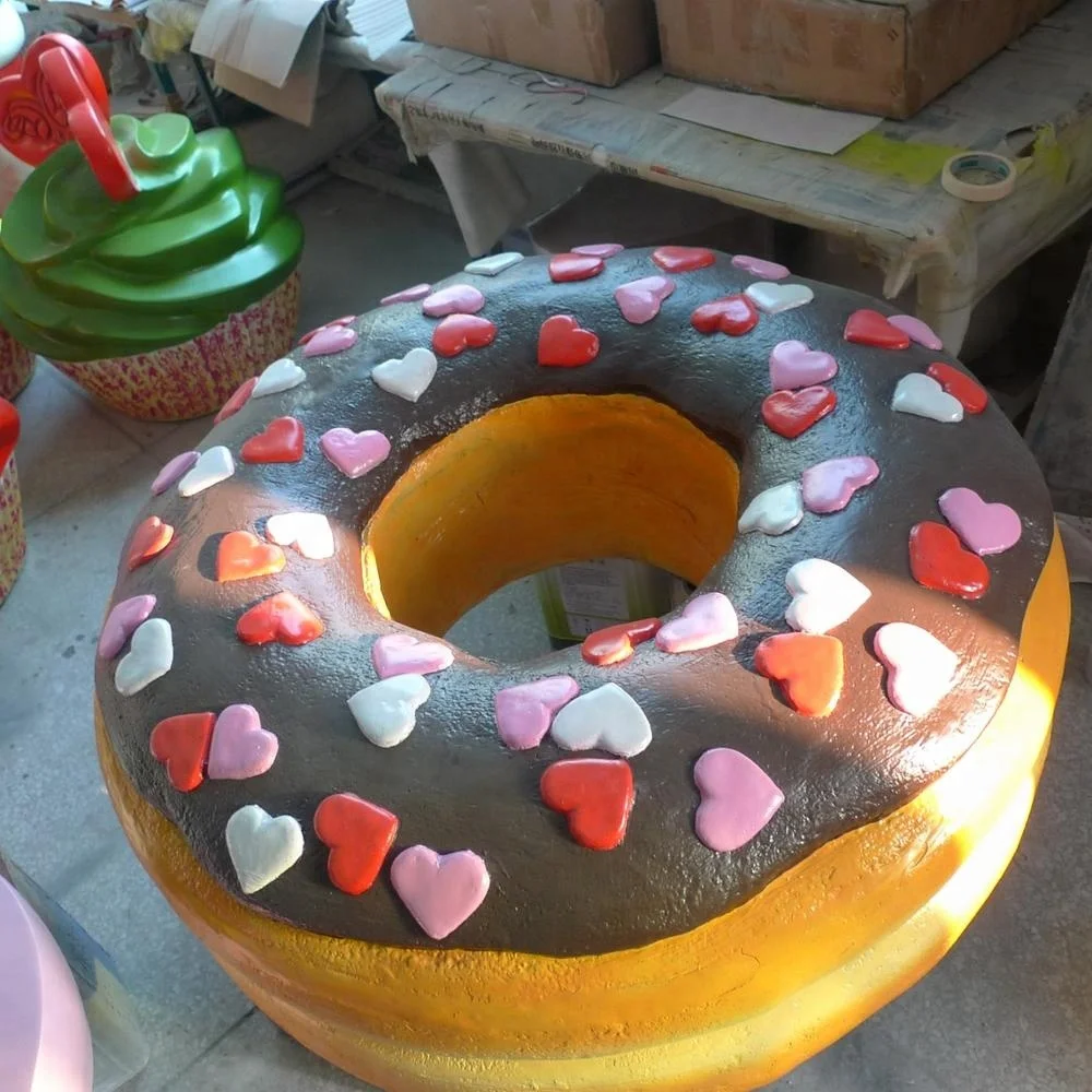 Fiberglass Large Donut Fiberglass Doughnut Sculpture for Bakery Shop
