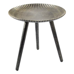Farmhouse Round Dining Table with Sleek Slanted Metal Legs and Grey Wood Table Top Veneer