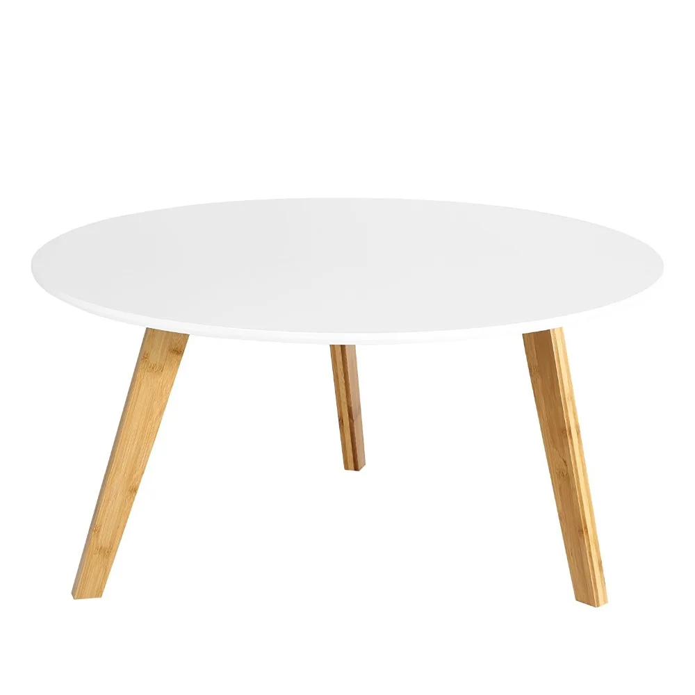 round bamboo Wood Coffee Table White for indoor and outdoor