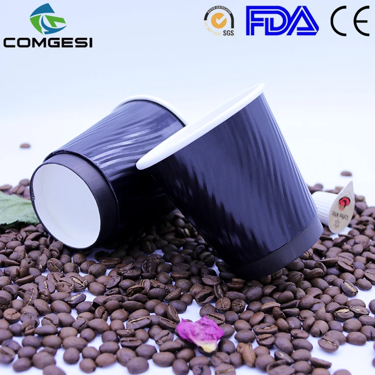 8oz Ripple Cold Paper Cups_Custom degradable disposable 8oz Ripple Cold Paper Cups_Any printed paper coffee cup in Anhui
