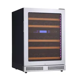 46 Bottle Compressor Dual Zone Black Brown Red Cabinet Wine Fridge  Cooler Humidor with Fan Cooling Digital  Two Temp Control