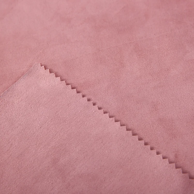 Weft pink fabric textile polyester anti wrinkle suede fabric for women clothes