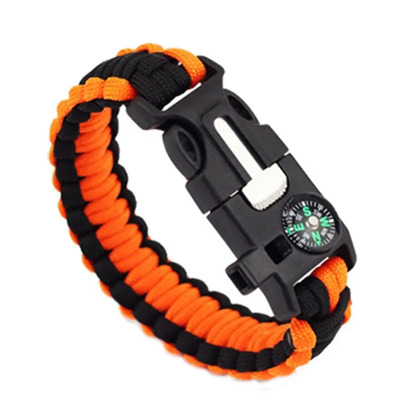 Paracord Bracelet for Outdoor Camping Survival Stylish Bracelet with Fire Starter, Loud Whistle, Compass & Emergency Knife