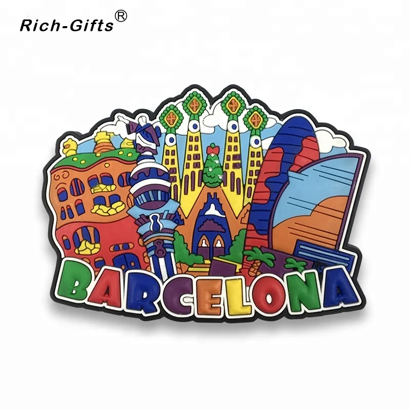 Customized Barcelona PVC Souvenir Magnets Europe