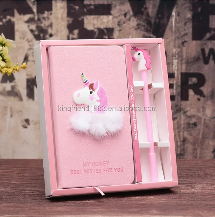 Creative Mascot Pink Girl Heart Unicorn Cute Pet Gift Box stock notebook