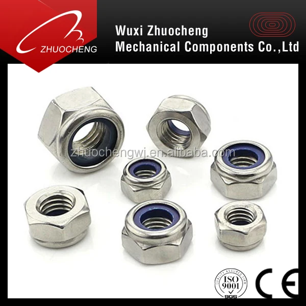 Stainless steel DIN985 hex nylon insert lock nut