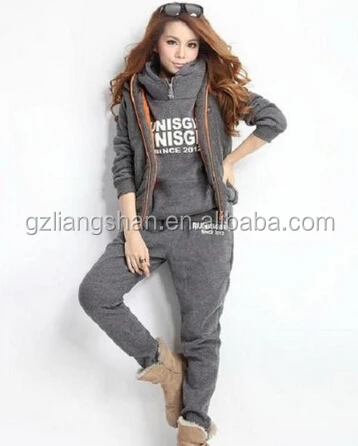 
OEM Wholesale Fashion Custom Women 3Pcs Suit Coat+Vest+Pants Tracksuit Autumn Winter Sports Hoodies 