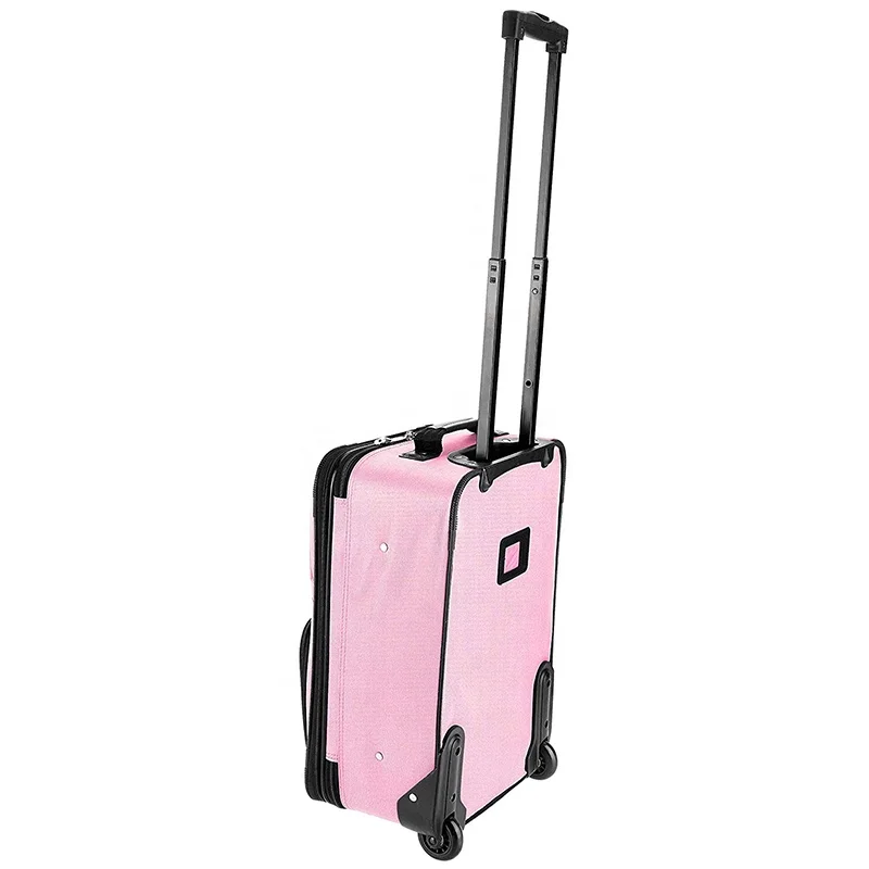 Pink Nylon Hardside Carry on Travel Suitcases  2 pcs Trolley Luggage Bag Sets For Women