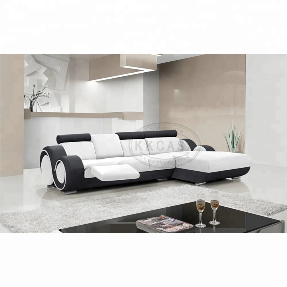 Living room L shape Sectional sofa set  cheaper Recliner sofa  Half Moon Small Pure Imported Leather Sofa Set