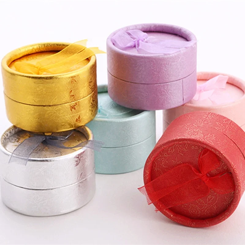 Round ribbon cheap jewellery paper ring packaging box