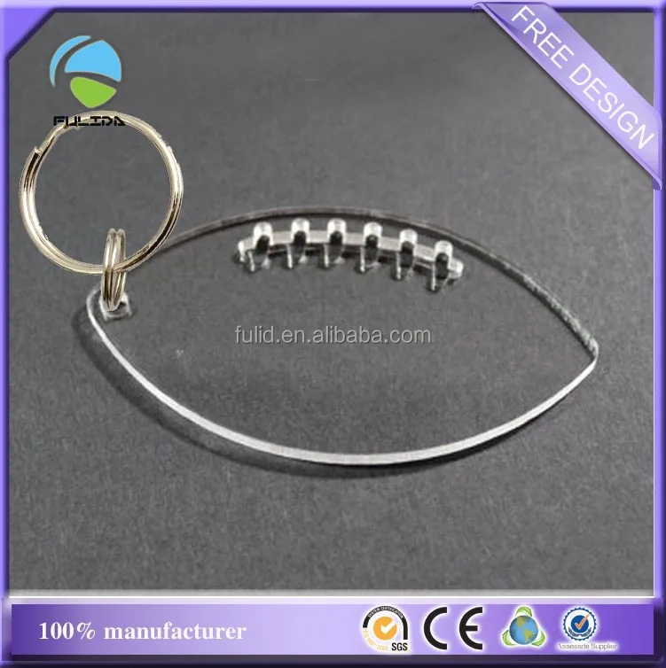 Custom Transparent Clear Engraved Acrylic Sports Blank Rugby Football Keychain