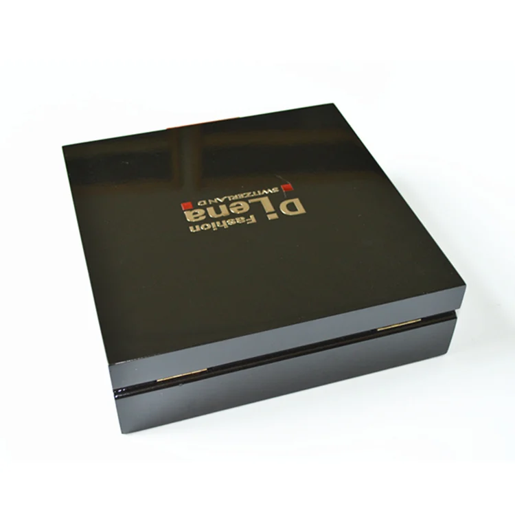 High End Glossy Lacquer Painting Luxury logo With SIlk Lining Wooden Packaging Gift box
