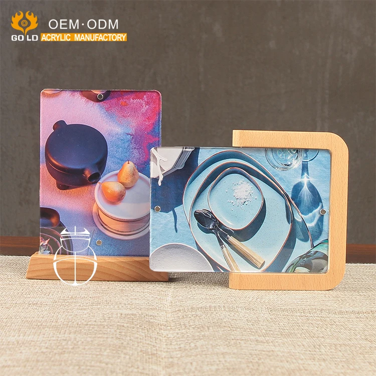 
 Пользовательская прозрачная мини акриловая фоторамка, деревянная магнитная фоторамка  
