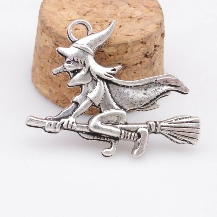 
tibetan silver metal alloy charms cartoon Halloween witch pendants charms for children DIY jewelry making 