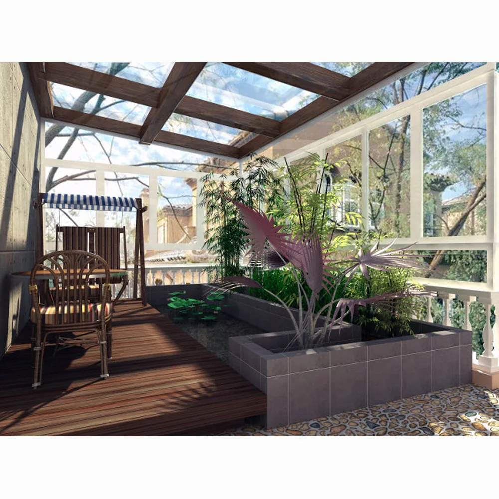 Luxury tempered insulated glass green house aluminum sun room
