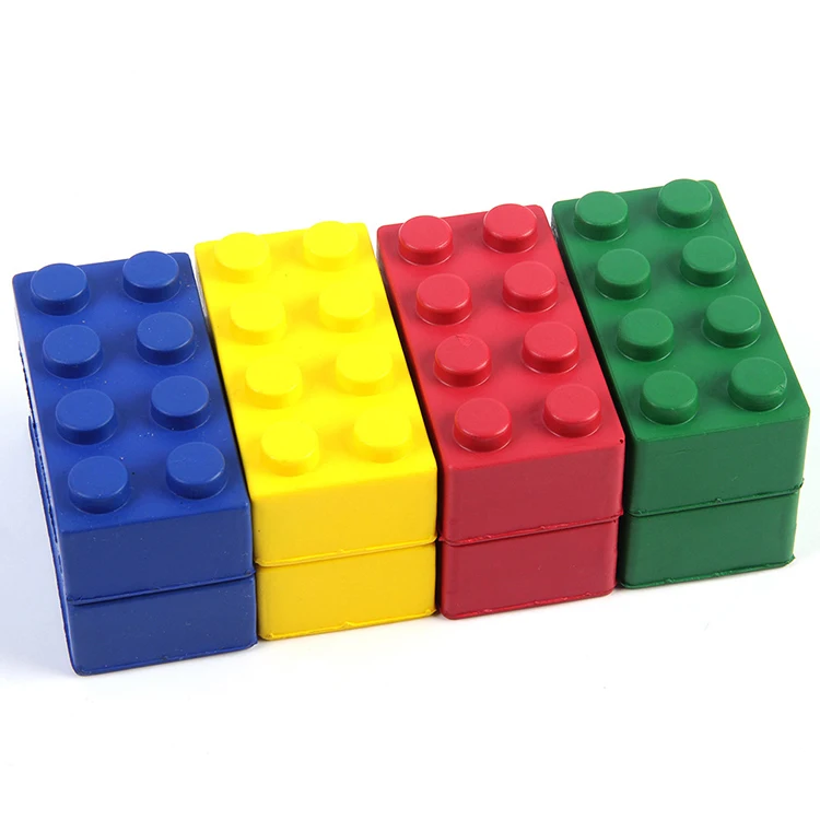 Custom Logo PU Toy Bricks Shape Anti Brain Stress Ball