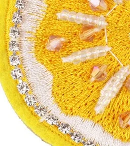 Custom Sequin Patch Rhinestone Beaded Applique Lemon Patch