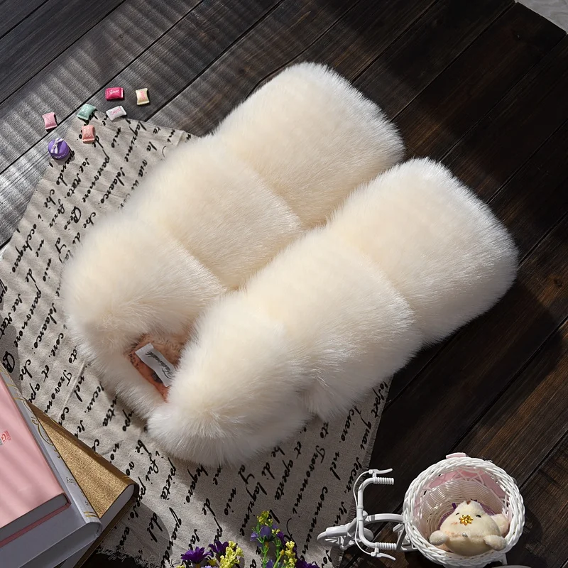 
Wholesale Lovely Dress Sleeveless Waistcoat Baby Girl Faux Fur Gilet Mink Fur Vest 
