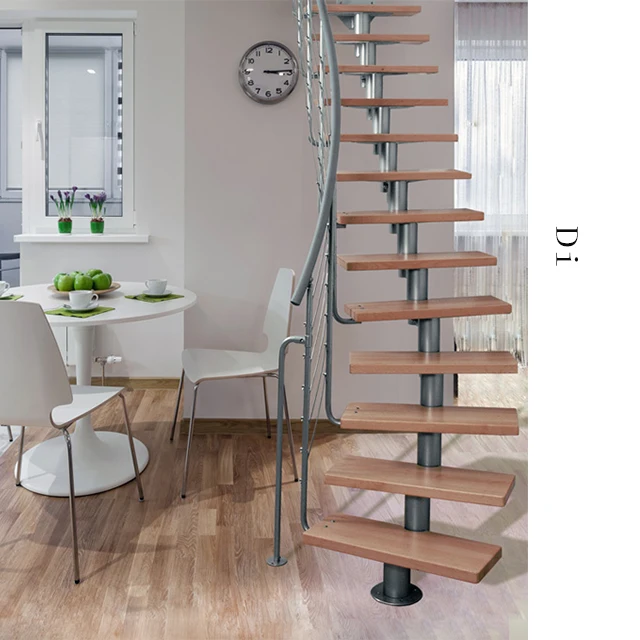 Modern fashion indoor steel carved wood staircase
