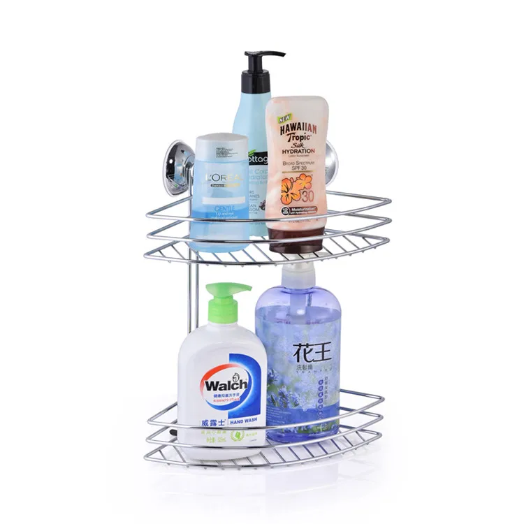 
High quality bath bedroom suction cup rose gold shower rack corner caddy 