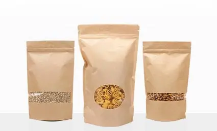 250g dried food packaging bags brown kraft paper stand up alumimum foil pouch dry fruit packaging pouch with zipper