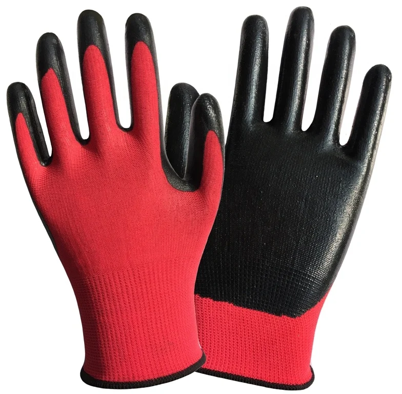 Best Selling Wholesale Cotton Jersey lining Fully Blue Nitrile Dipped Work Glove With Safety Cuff from China